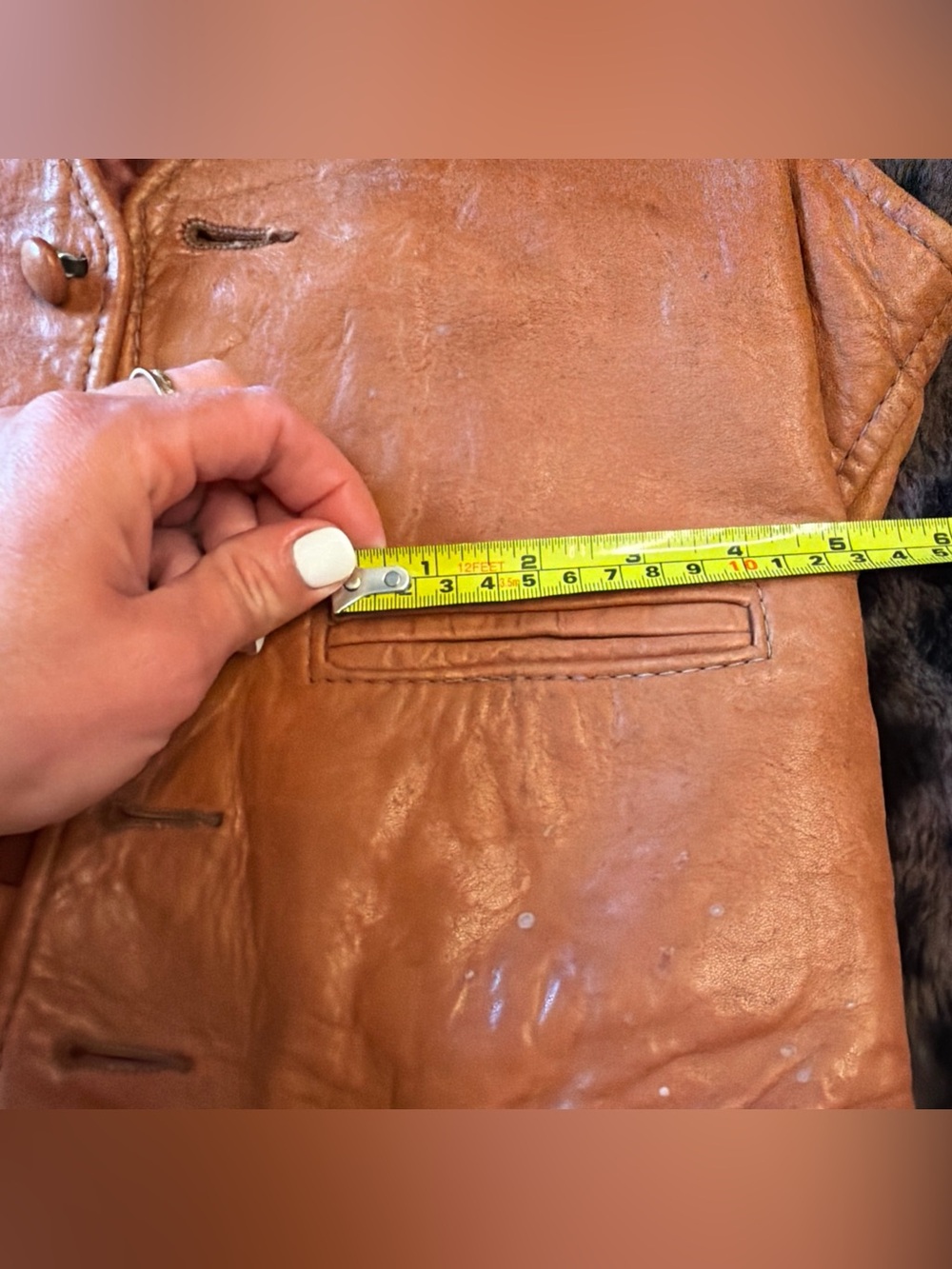 Brown Leather 5 Button Vest beautiful RARE Auburn SATIN lined Leather Vintage - Picture 12 of 14